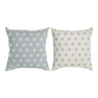 Vankúšik DKD Home Decor Modrá 60 x 10 x 60 cm Hviezdy Biela (2 kusov)