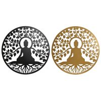 Dekorácia na stenu Home ESPRIT Čierna Zlatá Buddha Orientálny 100 x 1 x 100 cm (2 kusov)