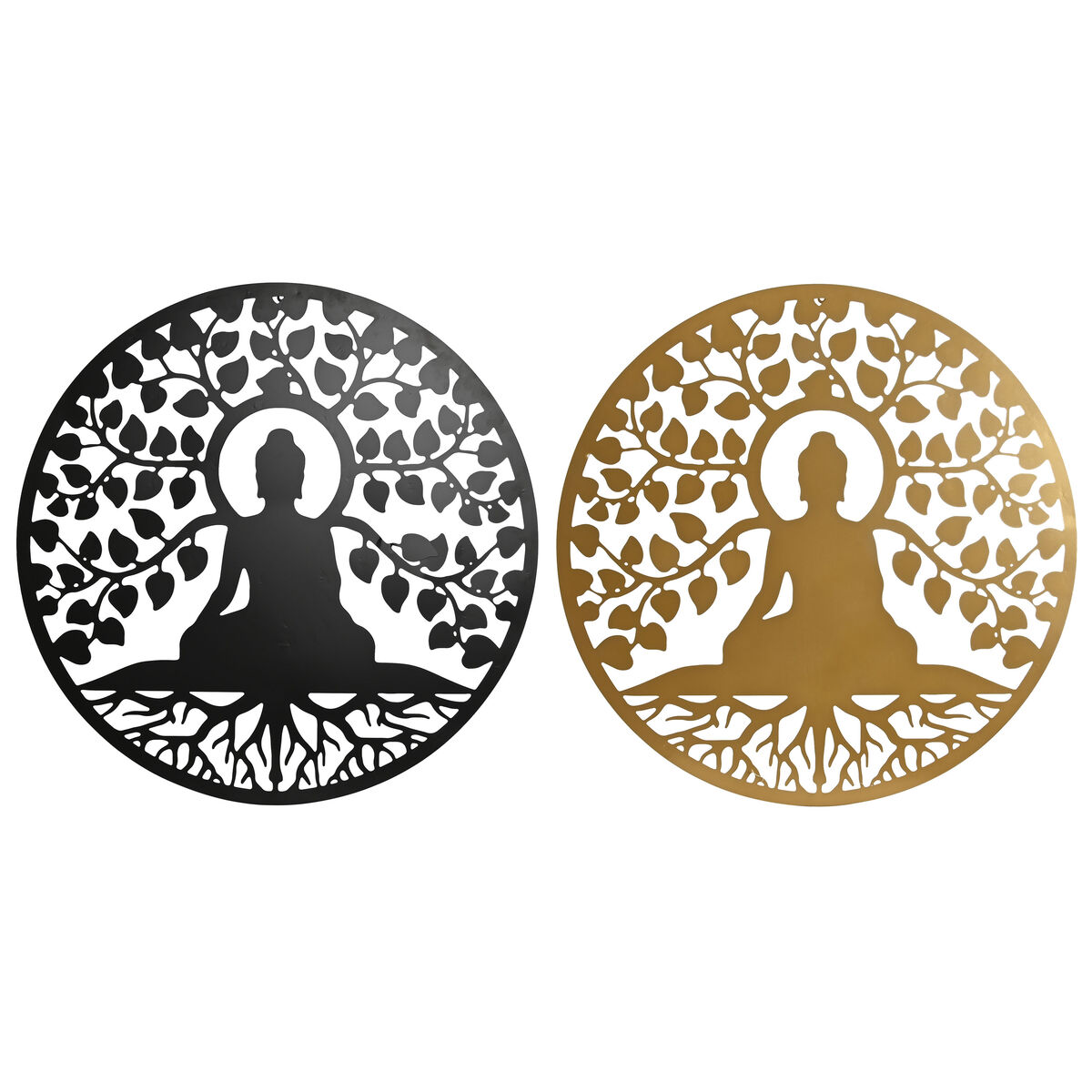 Dekorácia na stenu Home ESPRIT Čierna Zlatá Buddha Orientálny 100 x 1 x 100 cm (2 kusov)