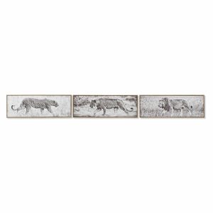 Maľba DKD Home Decor 92,5 x 3,5 x 32 cm Koloniálny štýl Džungľa (3 Kusy)