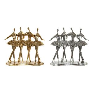 Dekoratívne postava DKD Home Decor 33,5 x 14,5 x 32 cm Striebristý Zlatá Živica Tanečnica baletu