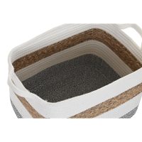Súprava košíkov DKD Home Decor Biela Prírodné vlákno 36 x 27 x 27 cm 3 Kusy