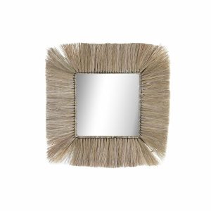 Nástenné zrkadlo DKD Home Decor Sklo Prírodná Juta (55 x 3 x 55 cm)