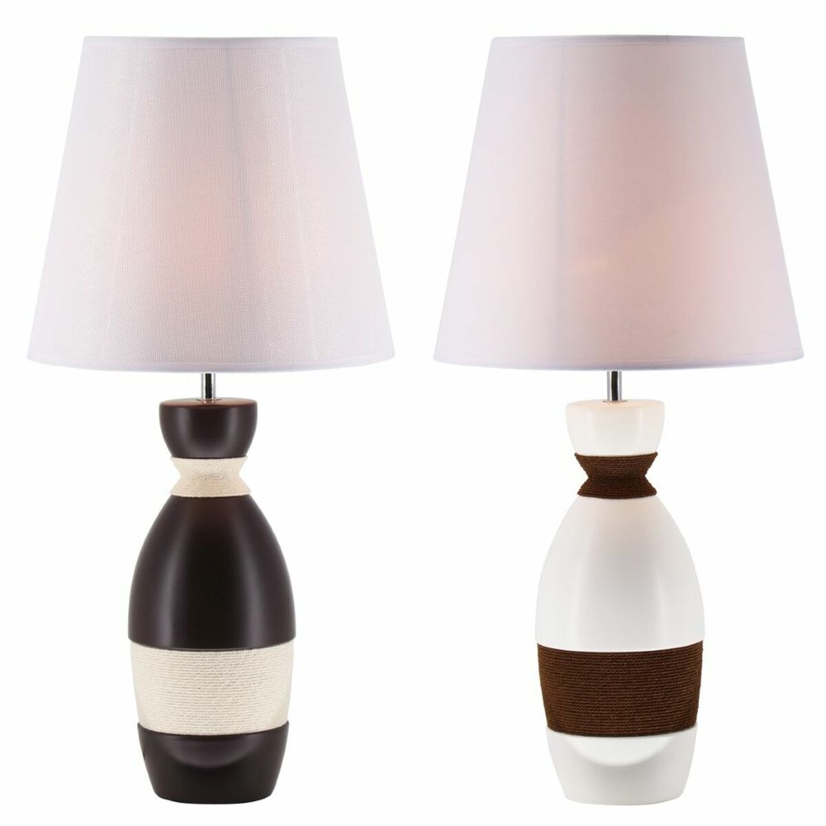 Stolná lampa DKD Home Decor Keramický Gaštanová Lano Biela 30 x 30 x 61 cm 220 V 50 W (2 kusov)