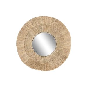 Nástenné zrkadlo DKD Home Decor Sklo 100 x 4 x 100 cm Bali Juta