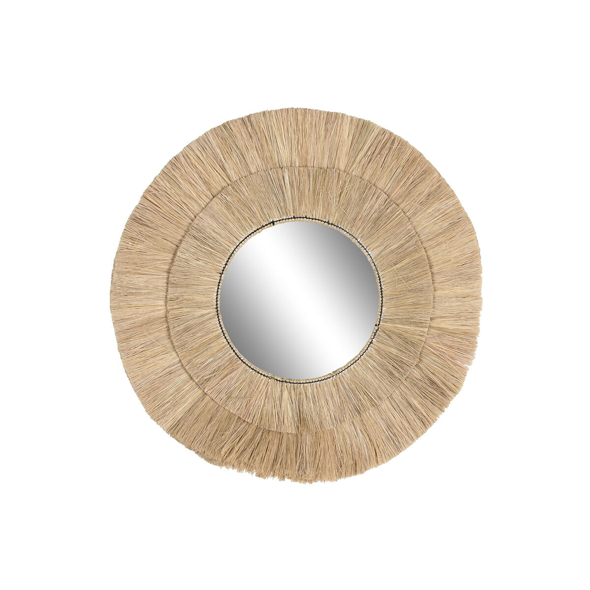 Nástenné zrkadlo DKD Home Decor Sklo 100 x 4 x 100 cm Bali Juta