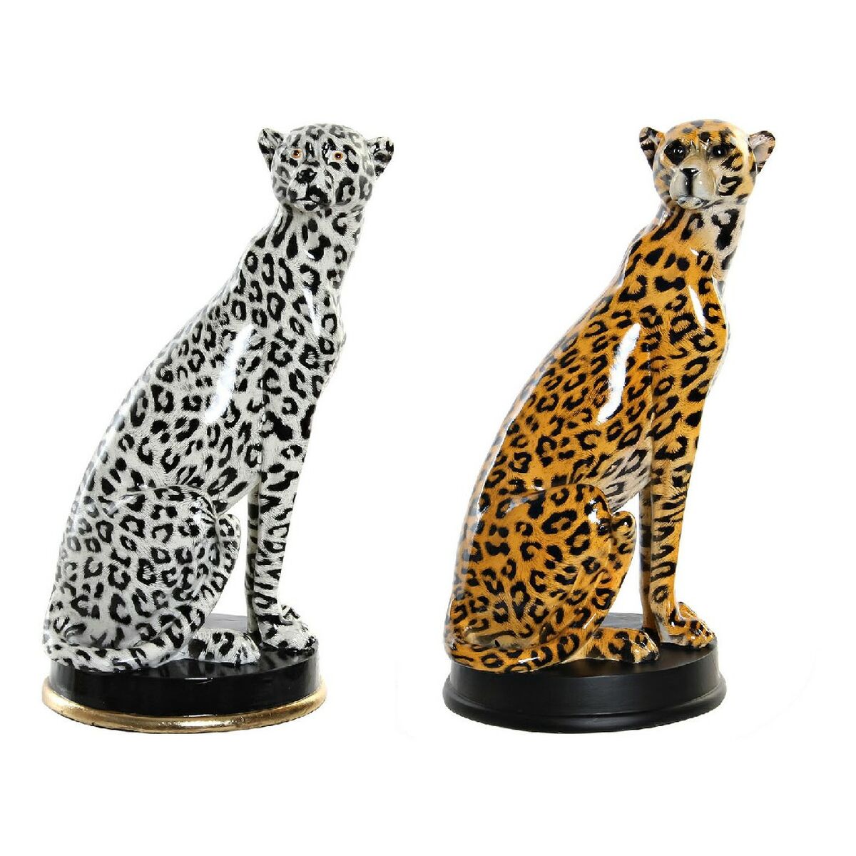Dekoratívne postava DKD Home Decor Čierna Oranžová Biela Leopard Živica Koloniálny štýl 16 x 16 x 32 cm