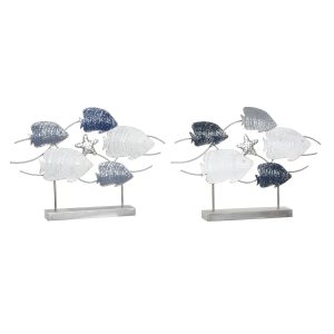 Dekoratívne postava DKD Home Decor 63 x 9 x 44 cm Sivá Modrá Biela Špirály; fusilli (2 kusov)