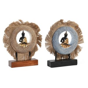 Dekoratívne postava DKD Home Decor 19 x 6 x 25 cm Béžová Modrá Buddha Orientálny (2 kusov)