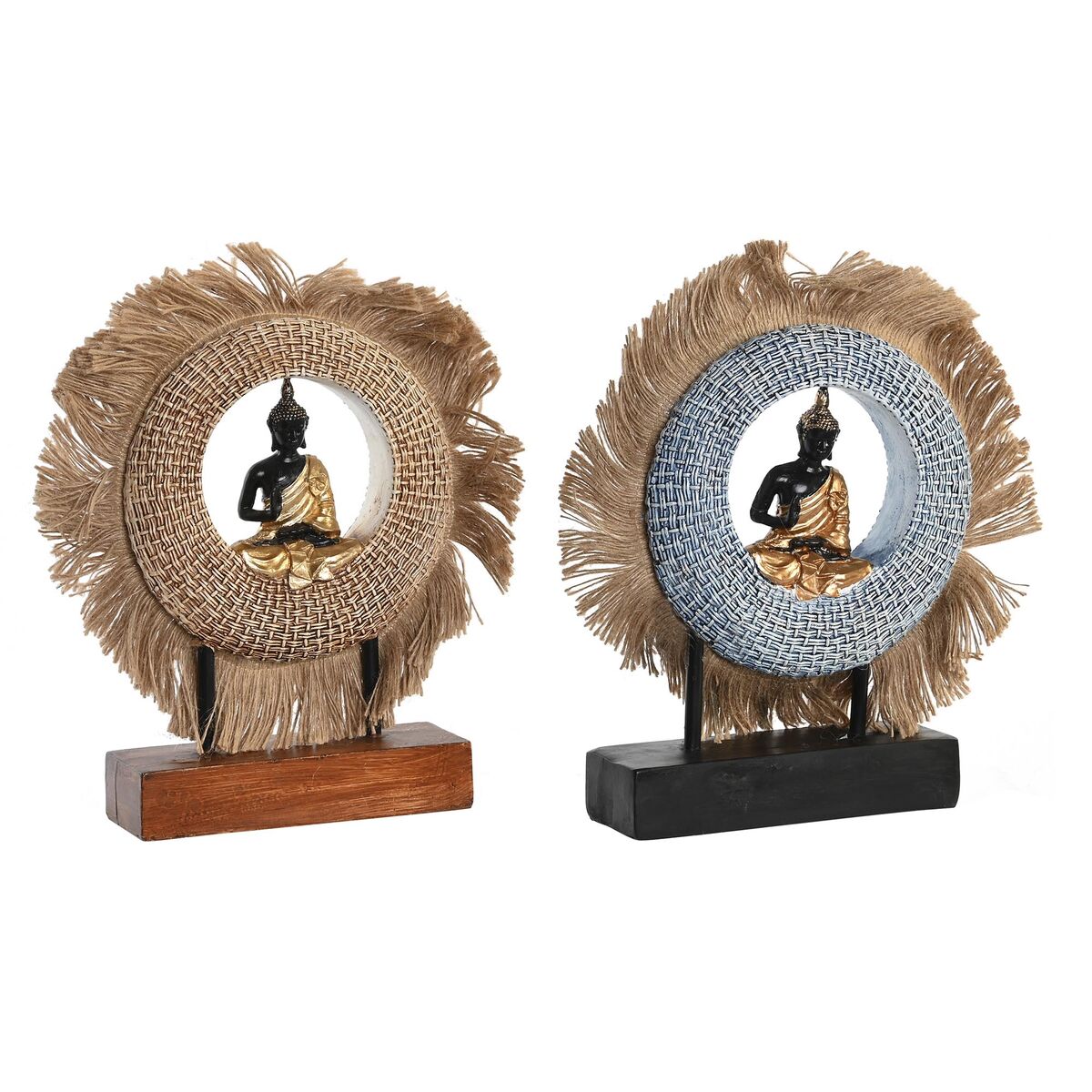Dekoratívne postava DKD Home Decor 19 x 6 x 25 cm Béžová Modrá Buddha Orientálny (2 kusov)