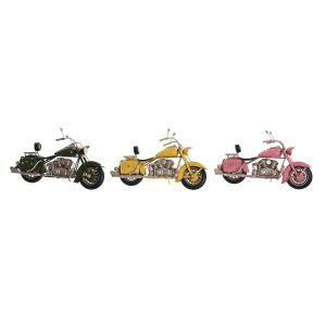 Dekoratívne postava DKD Home Decor 28 x 10 x 16 cm Ružová Motocykel zelená Žltá Vintage (3 Kusy)