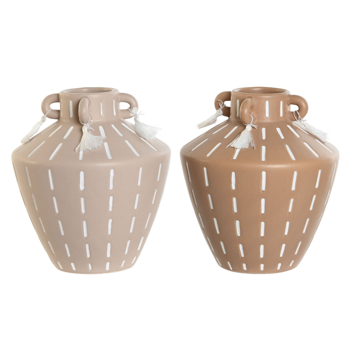 Váza Home ESPRIT Gaštanová Keramický Koloniálny štýl Strapce 15,5 x 15,5 x 17,1 cm (2 kusov)
