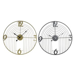 Nástenné hodiny DKD Home Decor Čierna Zlatá Kov Moderný 45 x 3 x 45 cm (2 kusov)