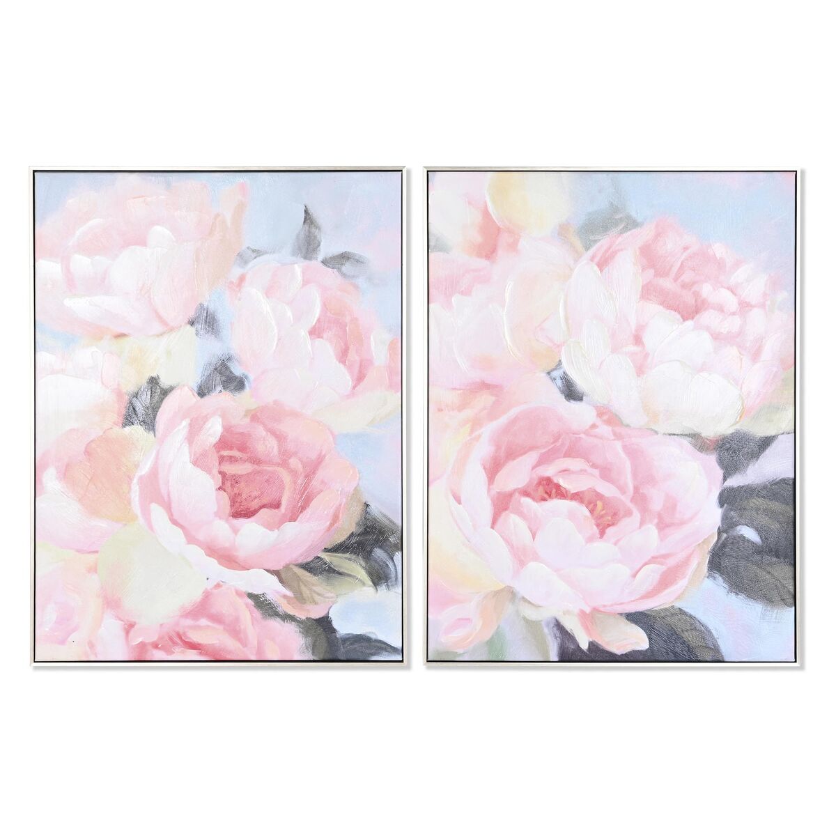 Maľba DKD Home Decor 60 x 3,5 x 80 cm 60 x 3 x 80 cm Kvety Romantický (2 kusov)