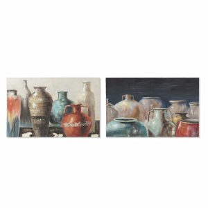 Maľba DKD Home Decor Plátno 90 x 2,7 x 60 cm Váza Cottage (2 kusov)