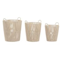 Súprava košíkov DKD Home Decor Béžová Kov 42 x 42 x 51 cm 3 Kusy