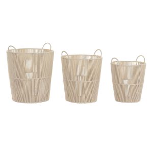 Súprava košíkov DKD Home Decor Béžová Kov 42 x 42 x 51 cm 3 Kusy