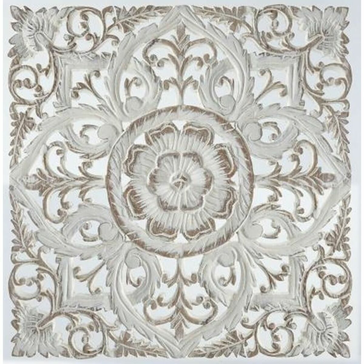 Dekorácia na stenu DKD Home Decor Biela Mandala Drevo MDF (60 x 2 x 60 cm)