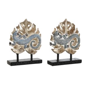 Dekoratívne postava DKD Home Decor 14,5 x 4 x 18,5 cm Modrá Tyrkysový Tropické Jašterička Čistenie (2 kusov)