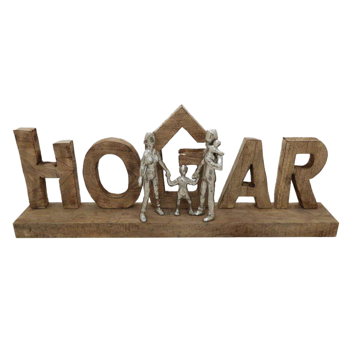 Dekoratívne postava DKD Home Decor Gaštanová Aluminium Mangové drevo (55 x 7,5 x 21 cm)