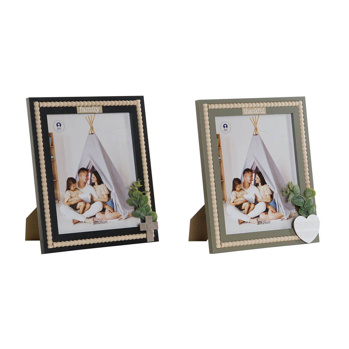 Rám na fotografie Home ESPRIT Čierna zelená Prírodná Sklo Drevo MDF Škandinávsky 26,5 x 2 x 31,5 cm (2 kusov)