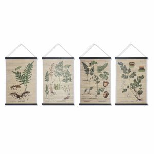Plátno DKD Home Decor Kvety 60 x 2 x 90 cm Cottage (4 Kusy)
