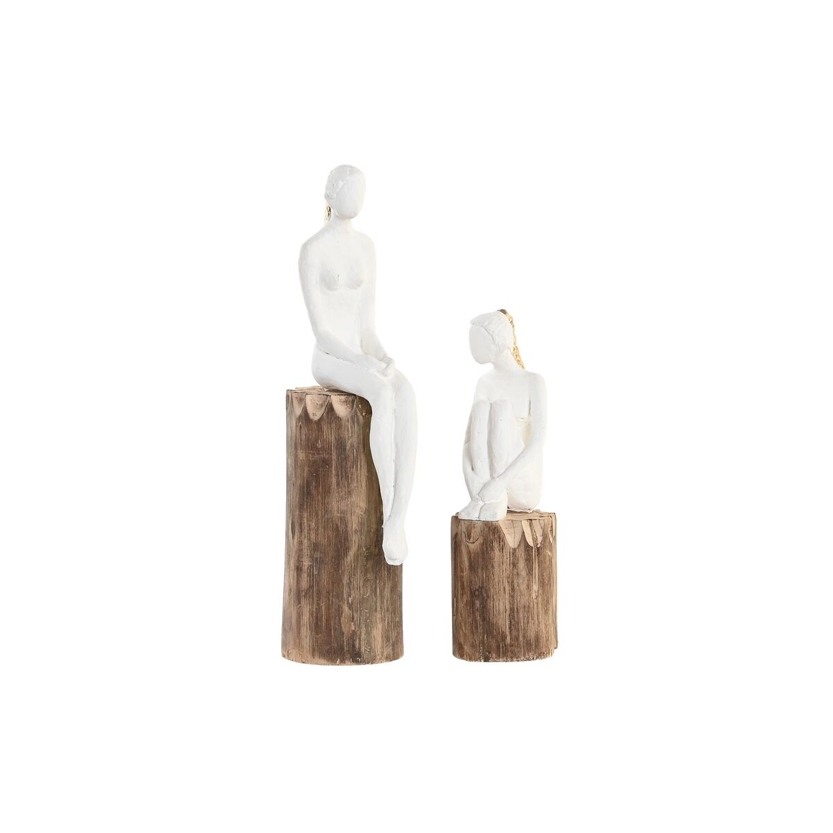 Dekoratívne postava DKD Home Decor Dáma Gaštanová Biela (2 kusov)