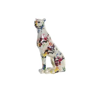 Dekoratívne postava DKD Home Decor Biela Viacfarebná Leopard Moderný 16 x 8 x 25 cm