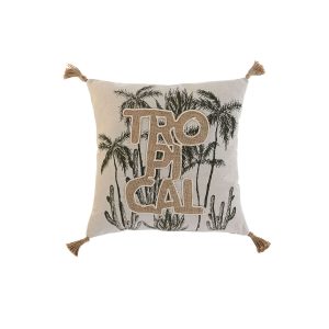 Vankúšik Home ESPRIT Béžová Prírodná Tropické Boho 45 x 5 x 45 cm