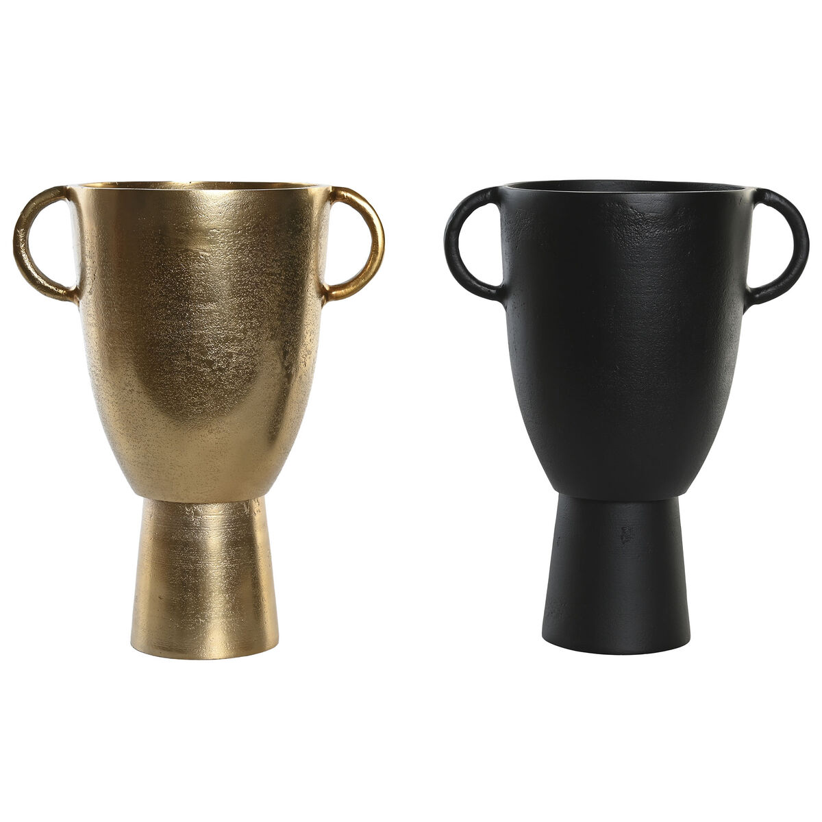 Váza DKD Home Decor 23 x 16 x 29 cm Čierna Zlatá Aluminium Moderný (2 kusov)
