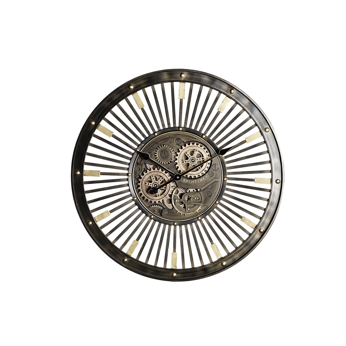 Nástenné hodiny DKD Home Decor Čierna Zlatá Železo Vintage 65 x 6,7 x 65 cm