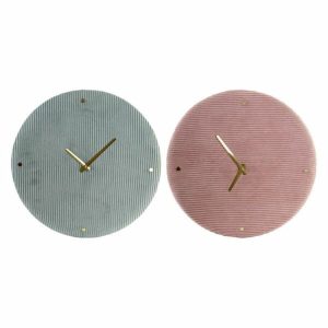 Nástenné hodiny DKD Home Decor zelená Ružová 40,5 x 5,5 x 40,5 cm (2 kusov)