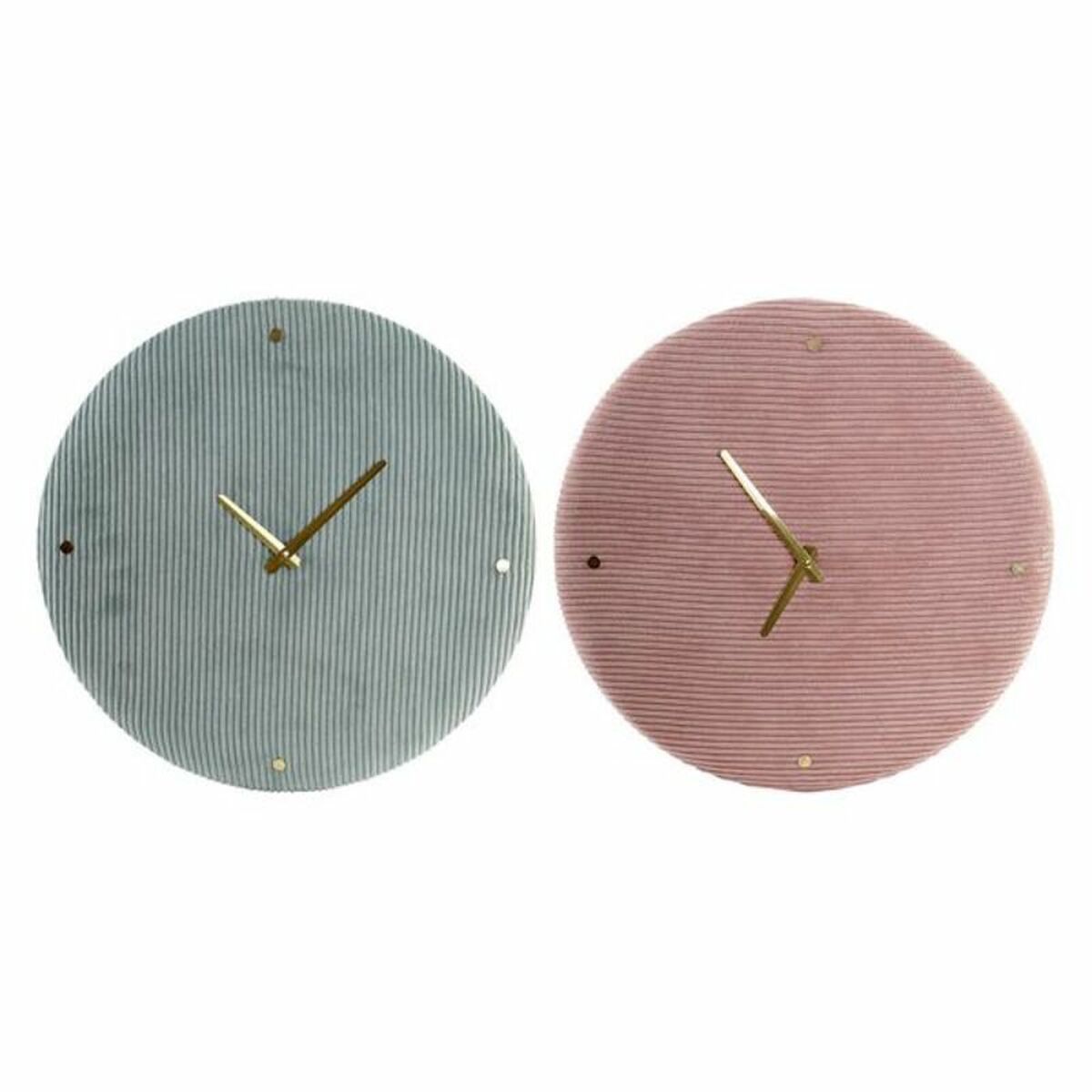 Nástenné hodiny DKD Home Decor zelená Ružová 40,5 x 5,5 x 40,5 cm (2 kusov)