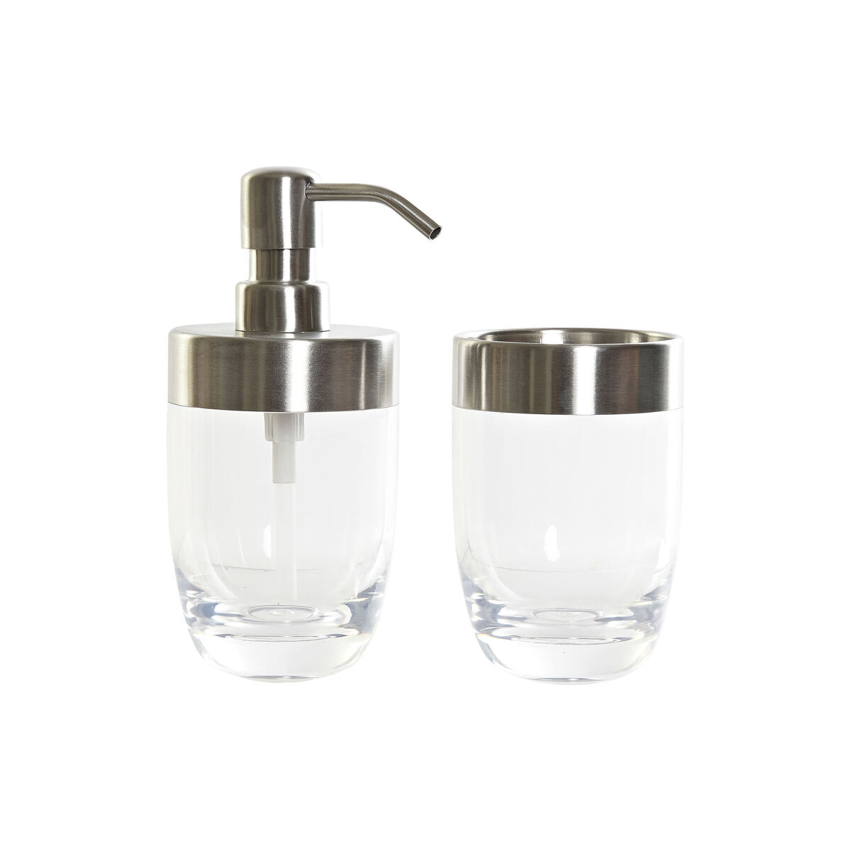 Sada pre Kúpeľ DKD Home Decor Transparentná Striebristý Aluminium polystyrén Plastické 10 x 7,5 x 16,5 cm