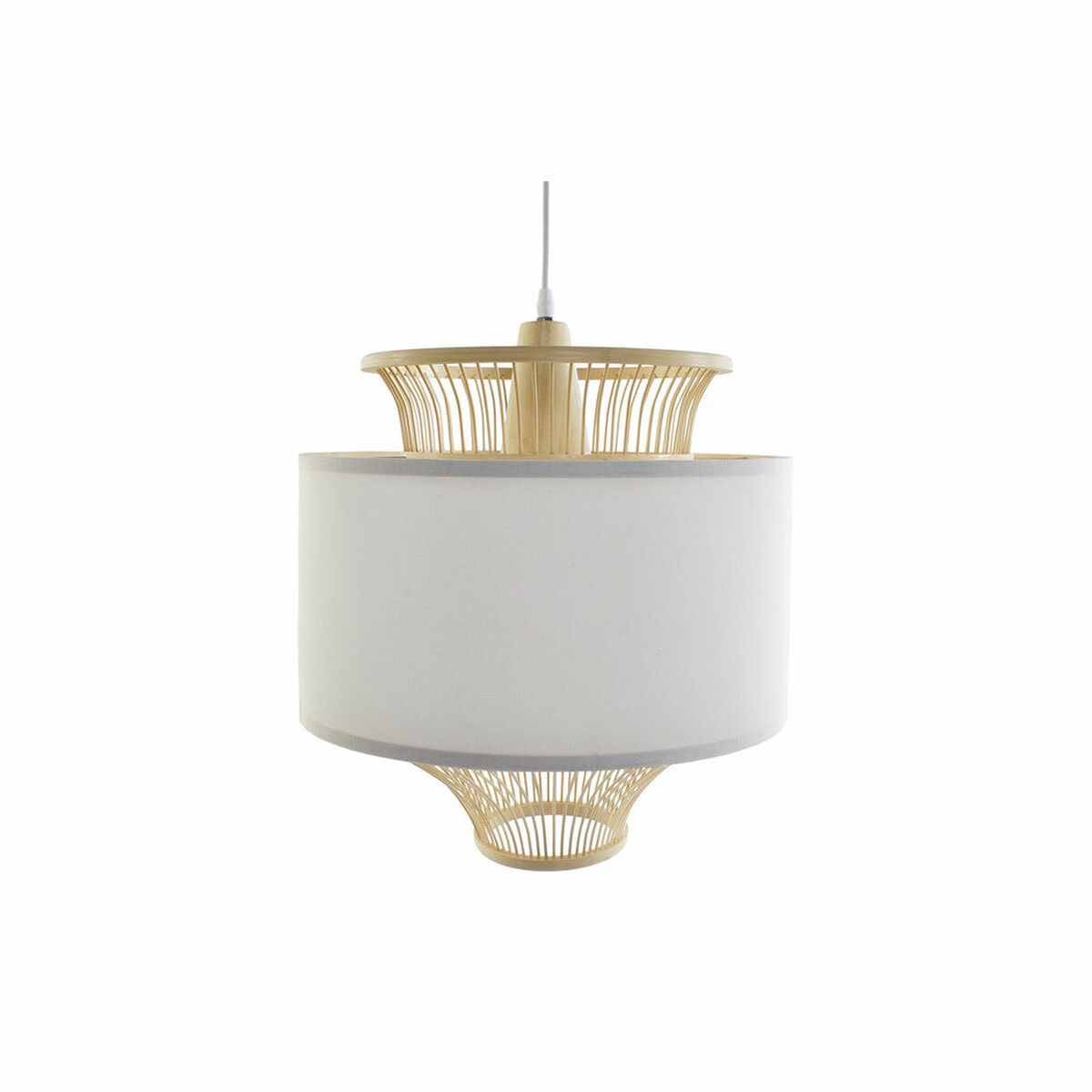 Stropné svetlo DKD Home Decor Biela Polyester Bambus (40 x 40 x 52 cm)