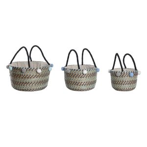 Súprava košíkov DKD Home Decor Polyester Brmbolce 43 x 43 x 43 cm Morská tráva