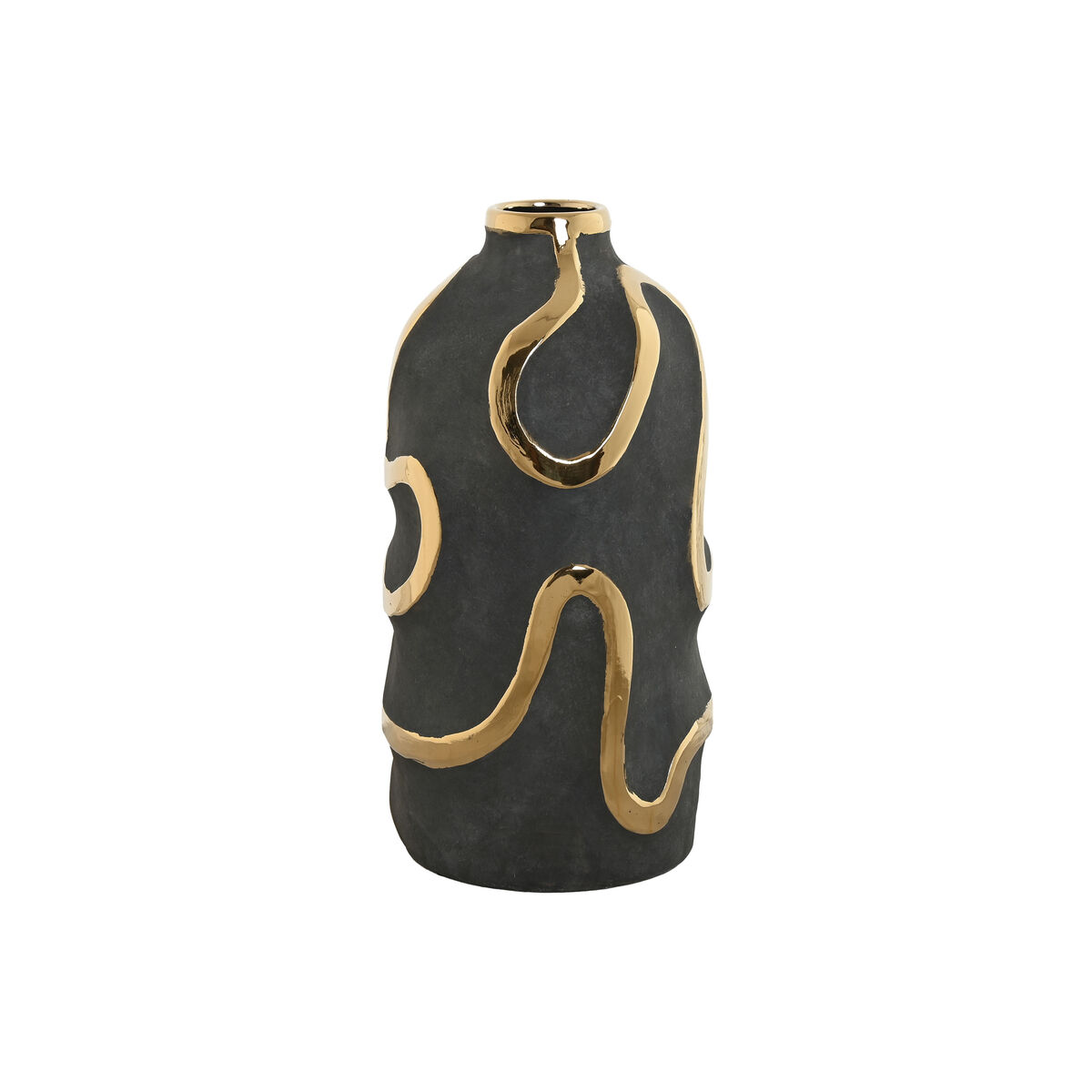 Váza Home ESPRIT Sivá Zlatá Kamenina Abstraktný Moderný 17 x 17 x 35 cm