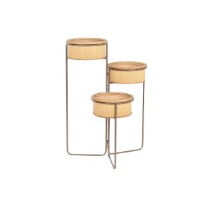 Kvetináč DKD Home Decor 55 x 42 x 79 cm Čierna Gaštanová Železo Bambus Tropické