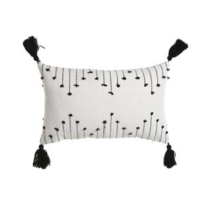Vankúšik Home ESPRIT Biela Čierna Kosoštvorce 50 x 15 x 30 cm