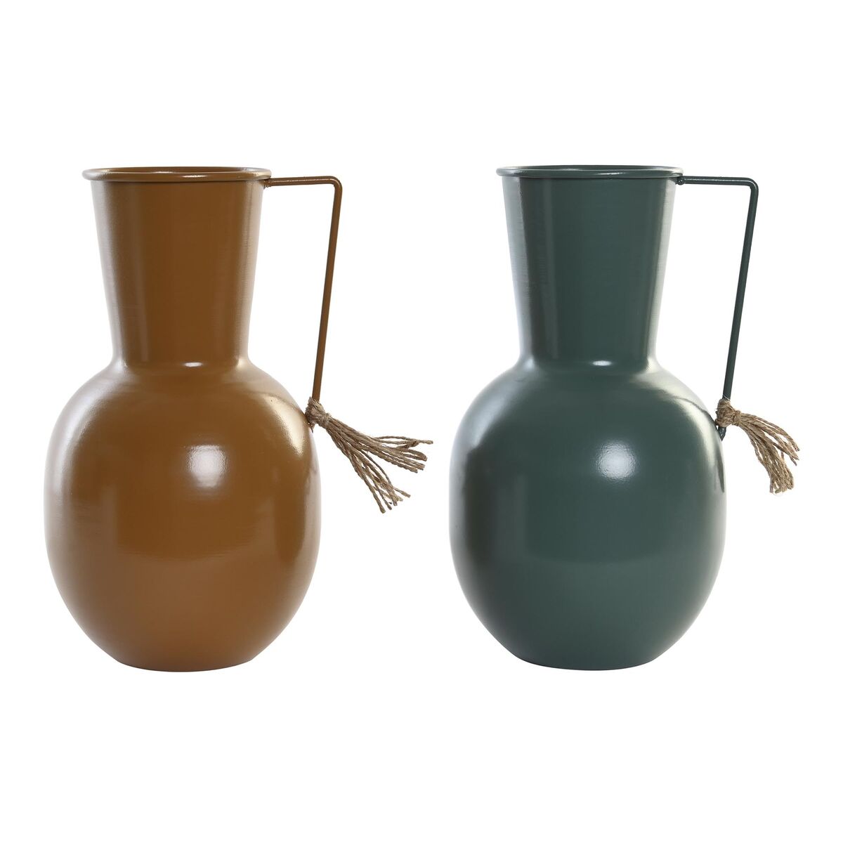 Váza DKD Home Decor 14.5 x 13 x 24 cm Kov Oranžová zelená Horčica (2 kusov)
