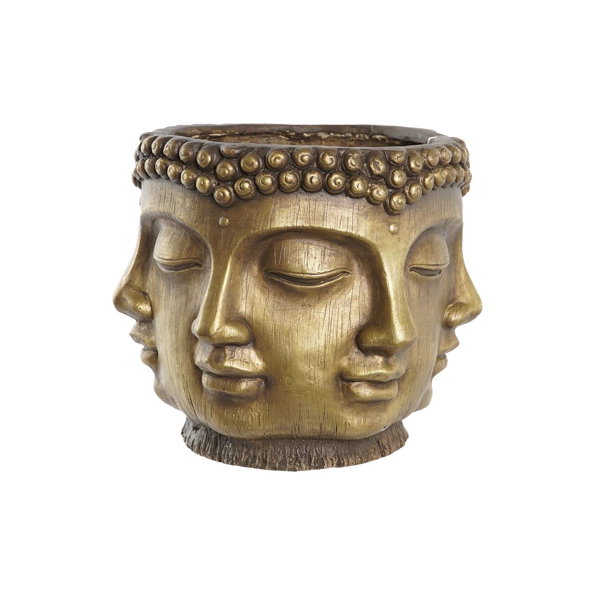 Kvetináč DKD Home Decor Zlatá Drevo Magnézium Okrúhly Buddha Orientálny 34 x 34 x 30 cm 30 x 34 x 30 cm