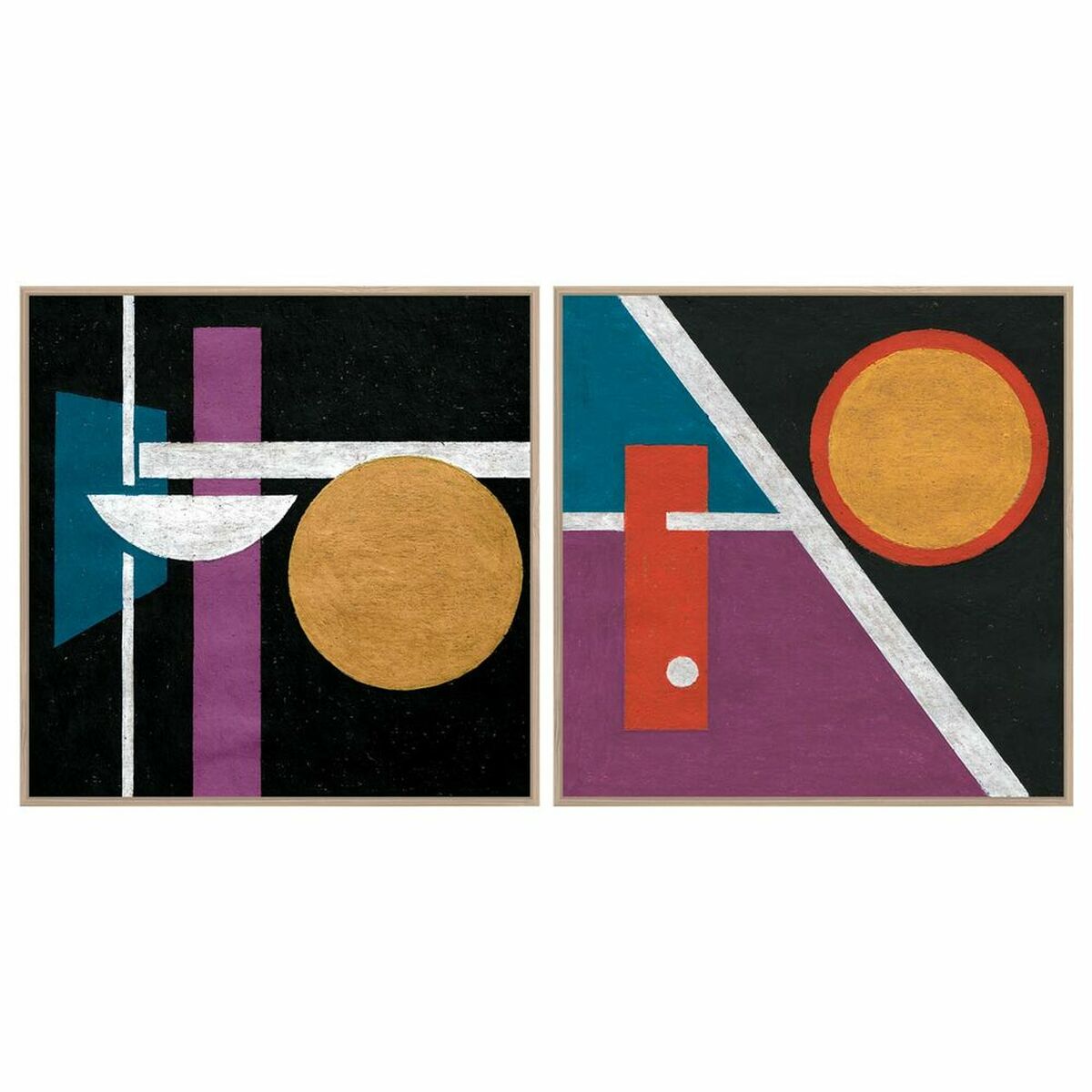 Maľba DKD Home Decor 83 x 4,5 x 83 cm Abstraktný Moderný (2 kusov)