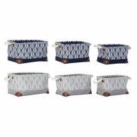 Súprava košíkov DKD Home Decor Biela Gaštanová Sivá Námornícka modrá List rastliny Boho 40 x 30 x 24 cm Plastické 3 Kusy (2 kuso