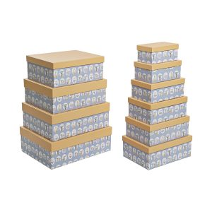 Sada organizačných stohovateľných krabíc DKD Home Decor zvierat Modrá Kartón (43,5 x 33,5 x 15,5 cm)
