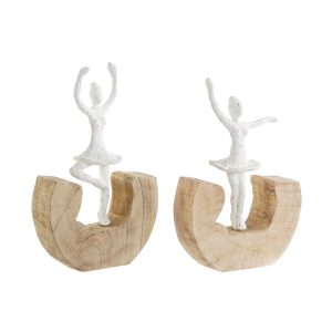 Dekoratívne postava DKD Home Decor Biela Gaštanová Tanečnica baletu 17 x 6 x 24 cm (2 kusov)