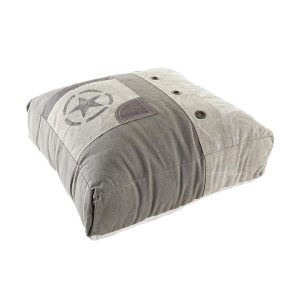 Vankúšik DKD Home Decor Podlaha Béžová Gaštanová Polyester Bavlna Koža Hviezda Aluminium Vintage (50 x 14 x 50 cm)