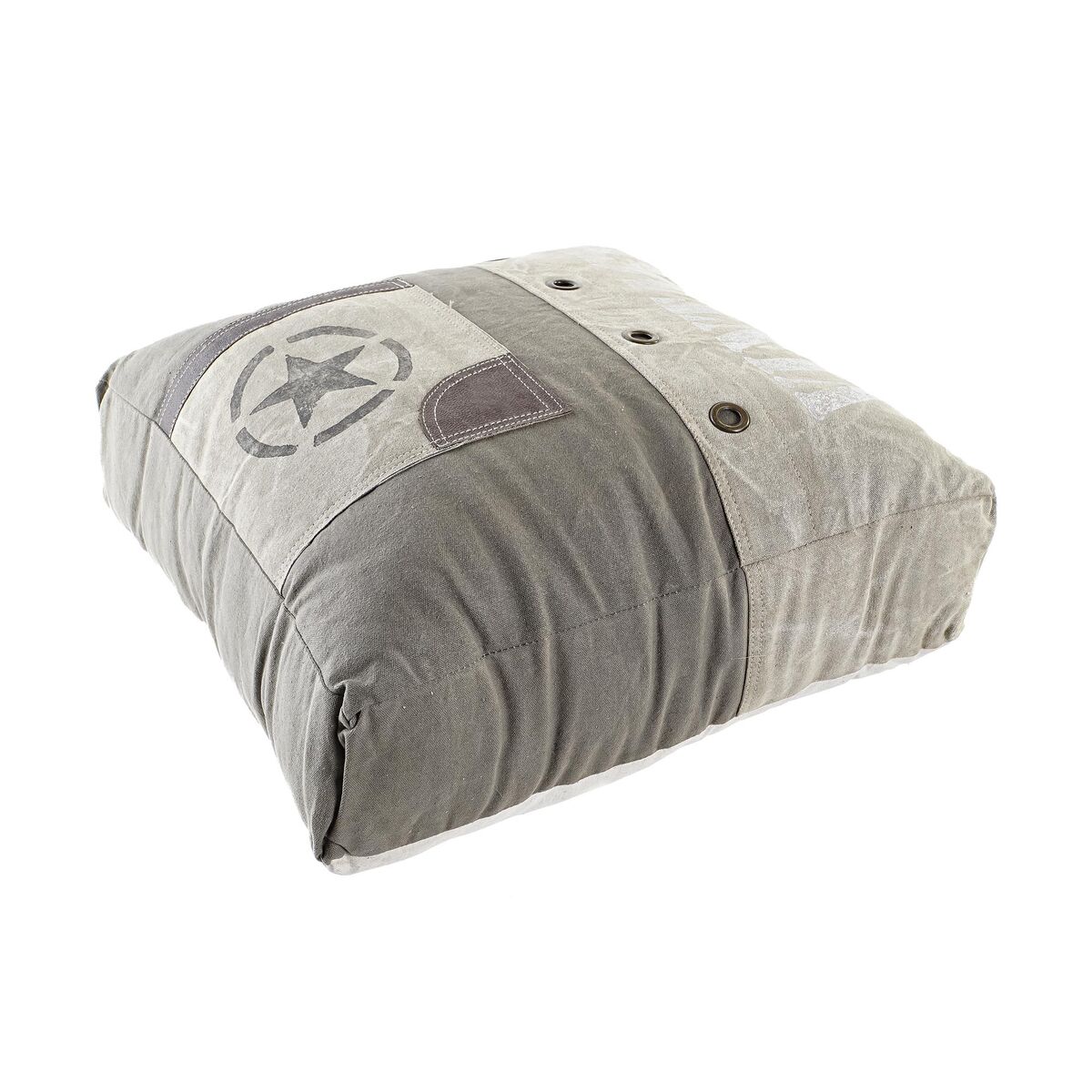 Vankúšik DKD Home Decor Podlaha Béžová Gaštanová Polyester Bavlna Koža Hviezda Aluminium Vintage (50 x 14 x 50 cm)