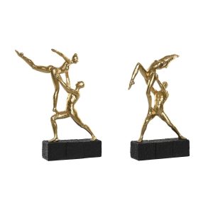 Dekoratívne postava DKD Home Decor 21 x 5,5 x 25,5 cm Čierna Zlatá Gymnasta (2 kusov)