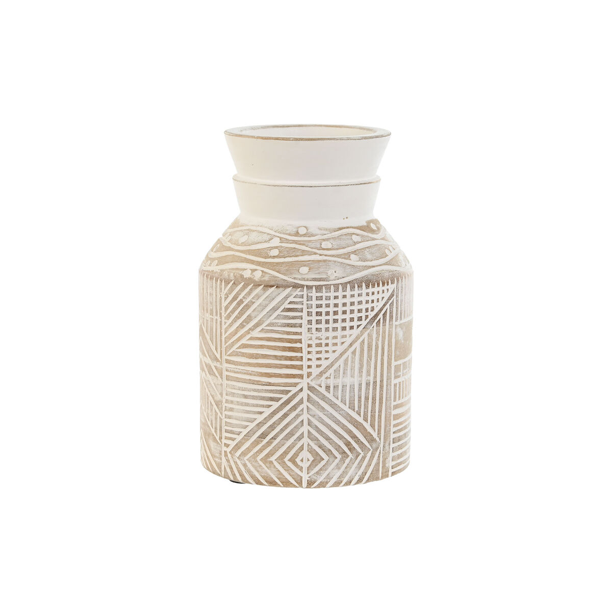 Váza Home ESPRIT Biela Prírodná Mangové drevo Koloniálny štýl 15 x 15 x 38 cm