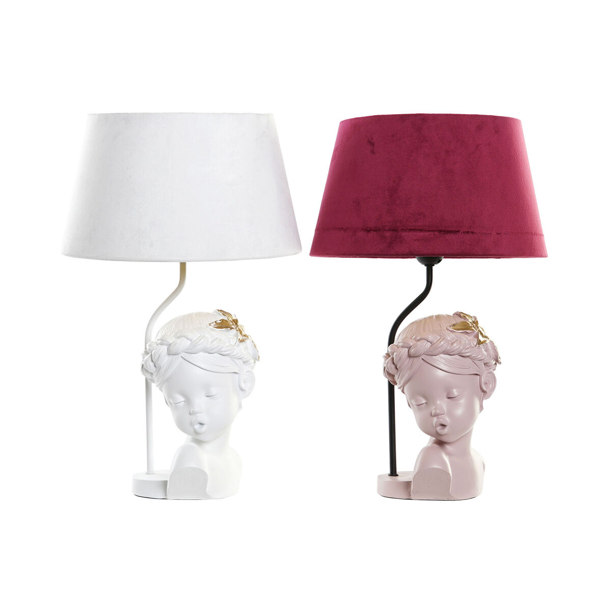 Stolná lampa DKD Home Decor Červená Živica Svetlo ružová 220 V 50 W 30 x 30 x 49 cm (2 kusov)